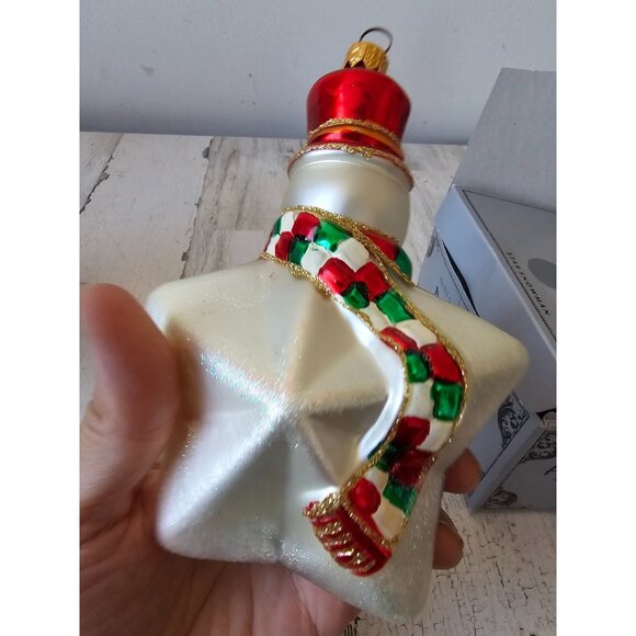 Polonaise star snowman ornament glass glitter gold red Kurt Adler Xmas tree - Picture 6 of 11